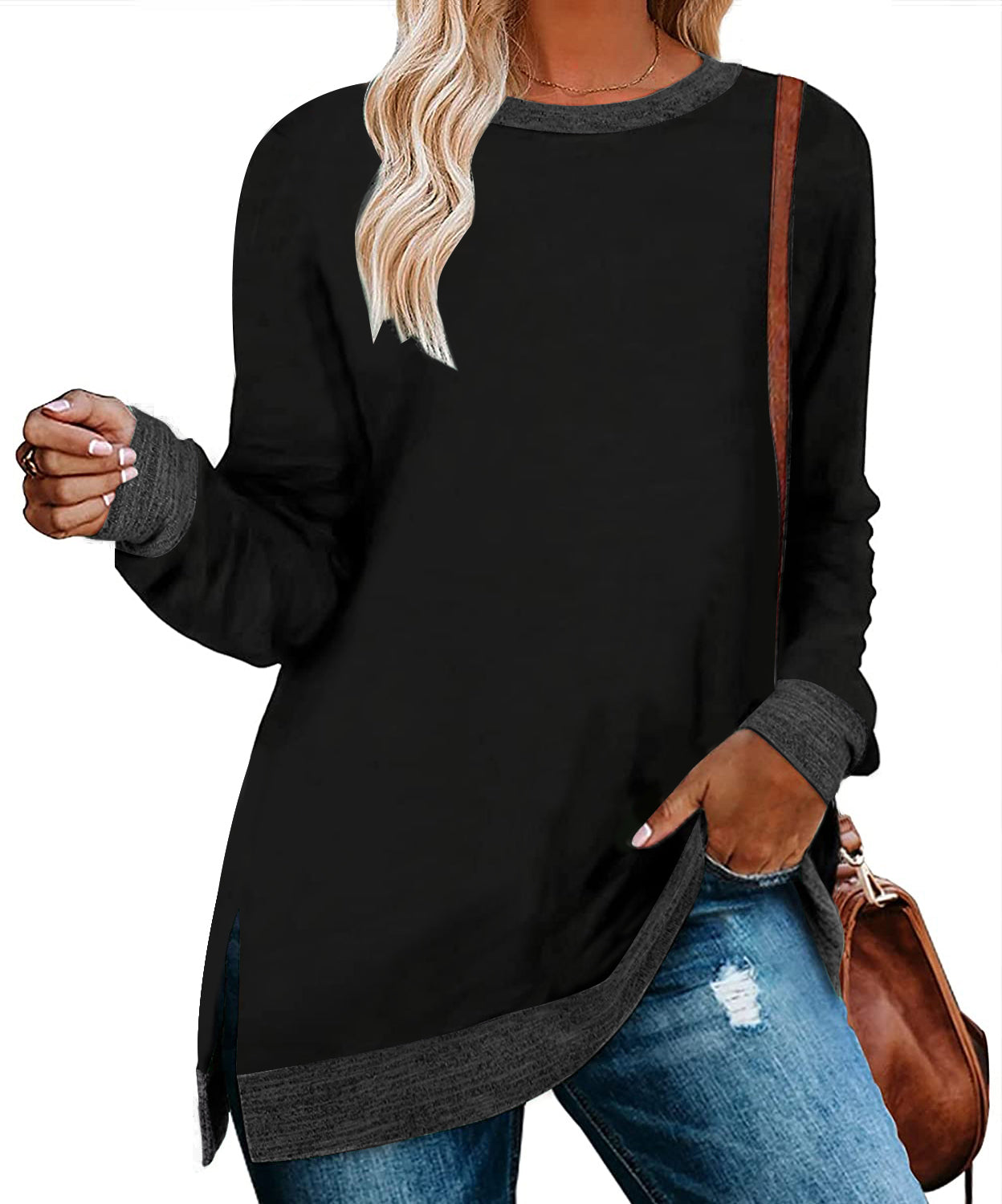 Multicolor Loose Split Top