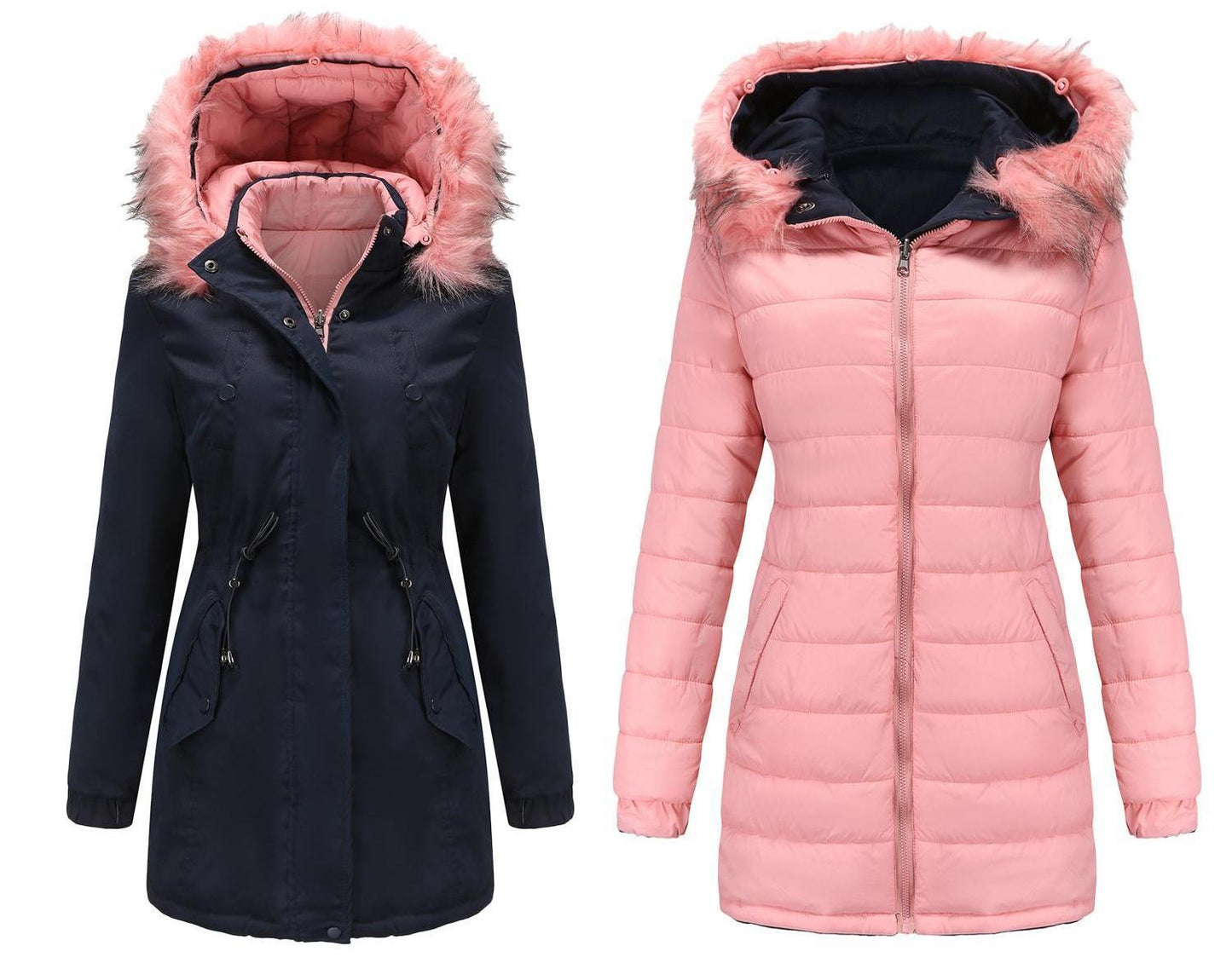 Double Sided Cotton Padded Coat w/ Detachable Hood