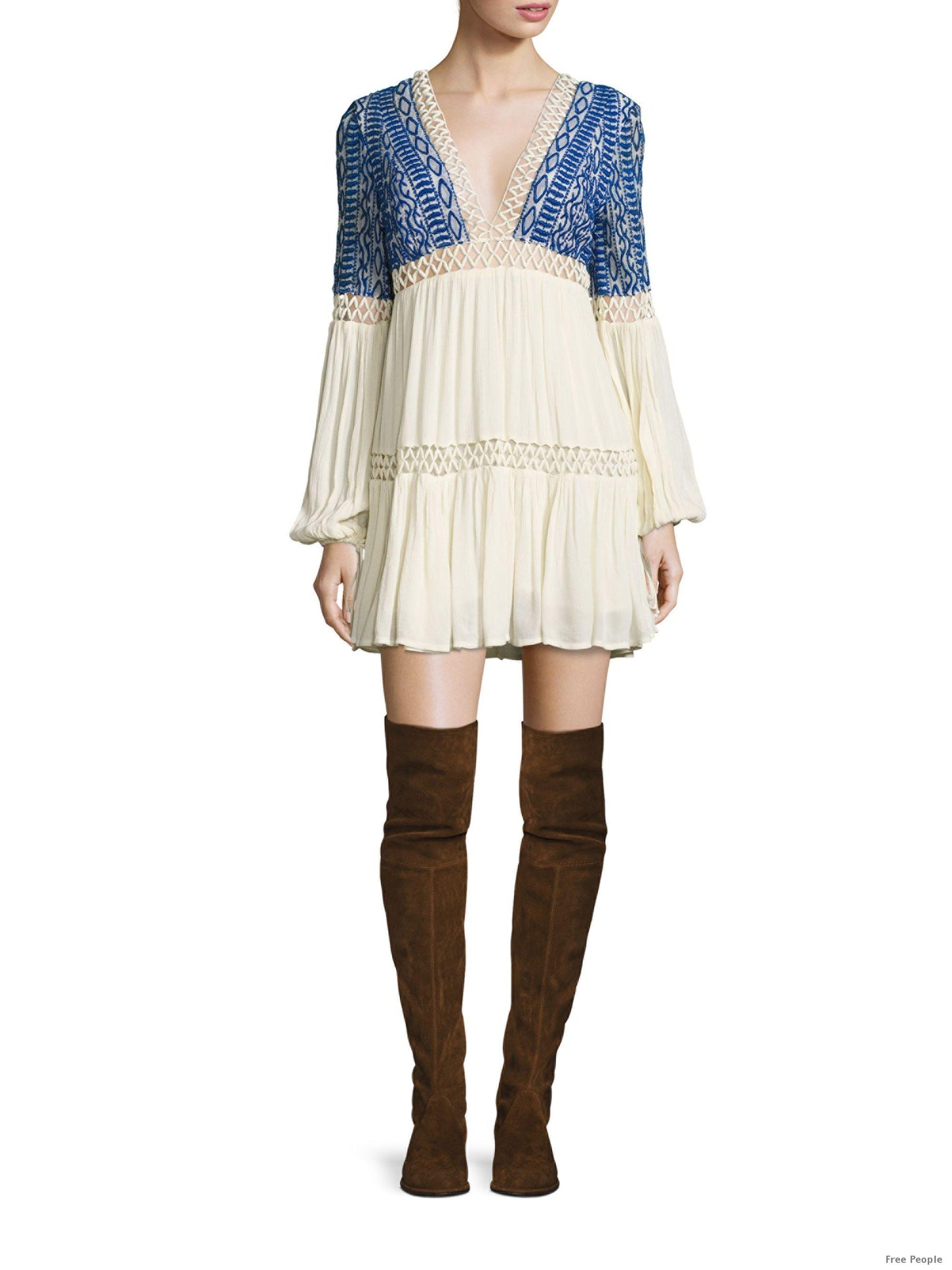 Bohemian Folk Embroidered Big Red Tracing Dress