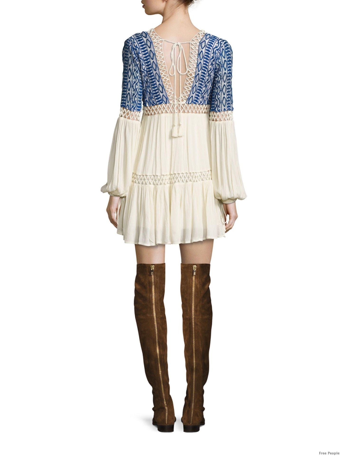 Bohemian Folk Embroidered Big Red Tracing Dress