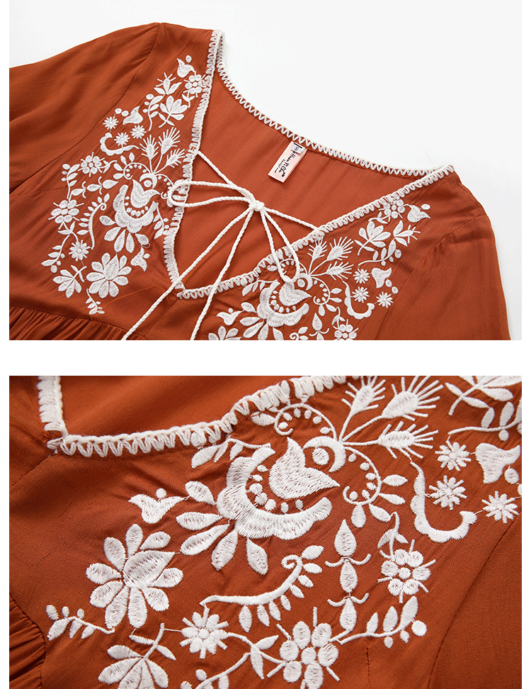 Bohemian Vacation Elegant Embroidered Slits Long Dress