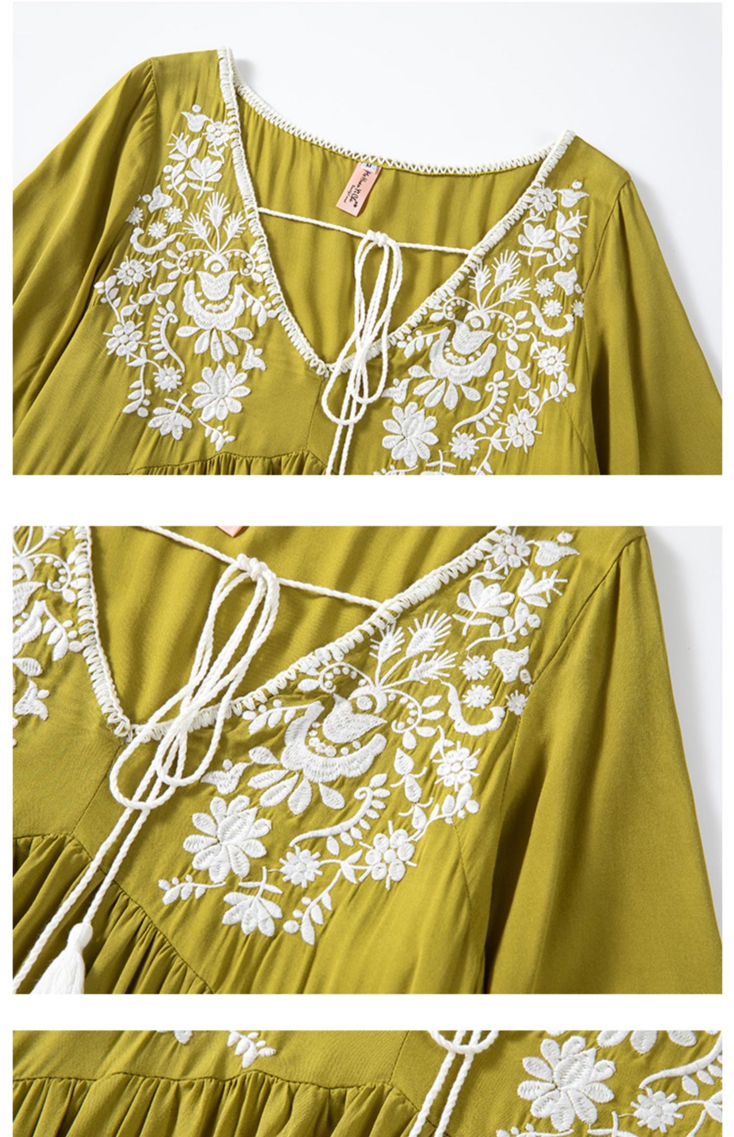 Bohemian Vacation Elegant Embroidered Slits Long Dress