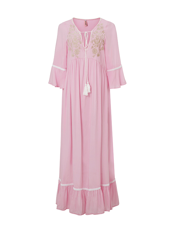 Bohemian Vacation Elegant Embroidered Slits Long Dress