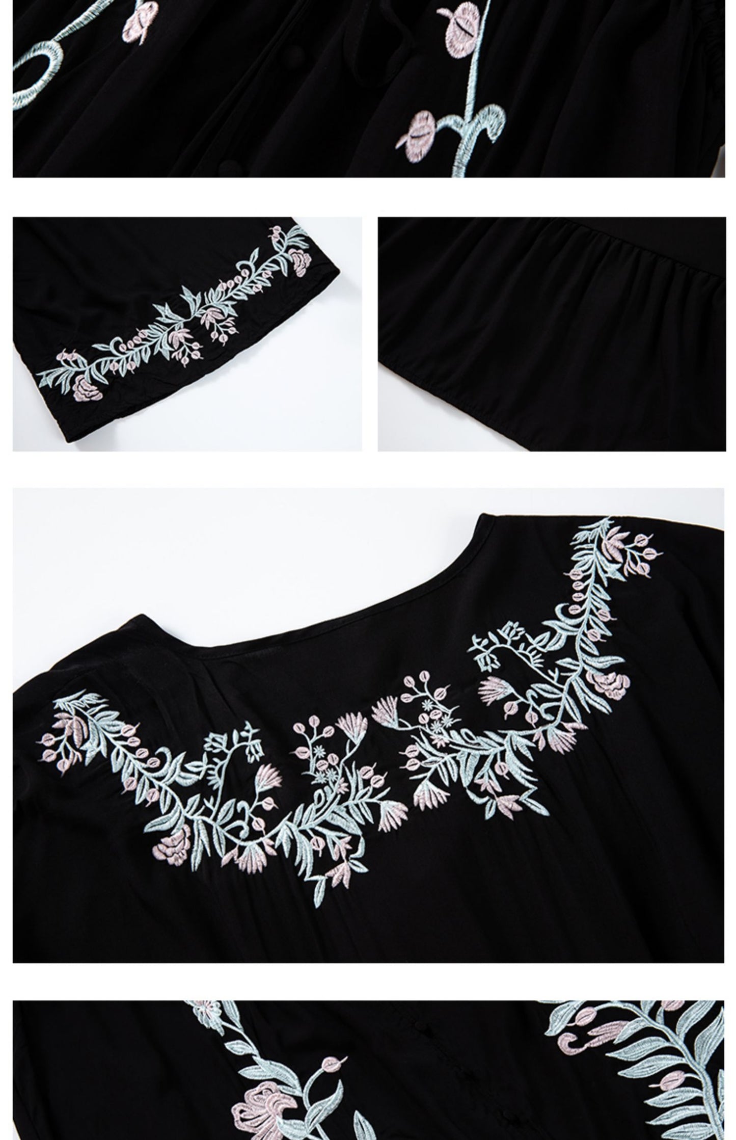 Bohemian Flower Embroidered Vintage Goddess Dress