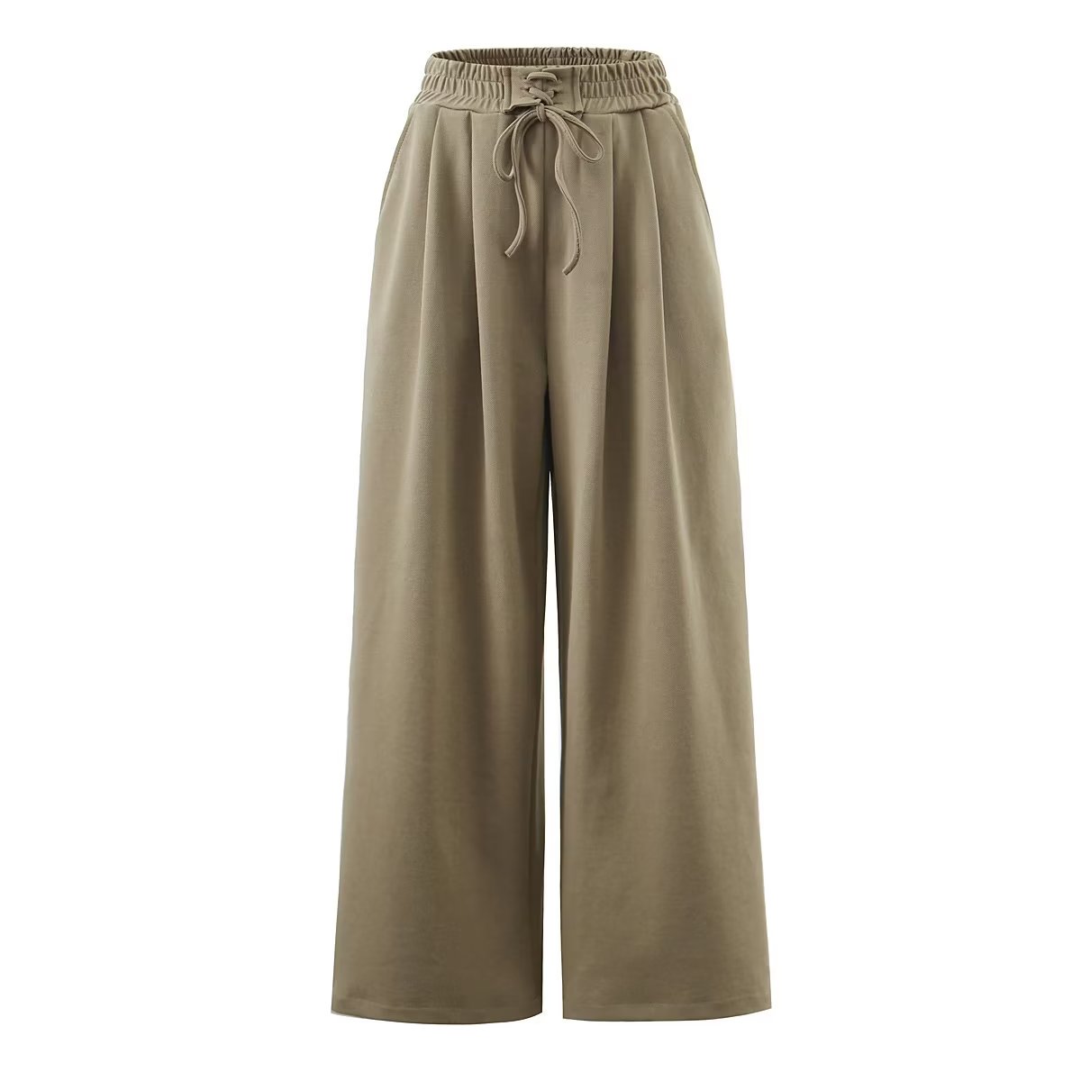 Brown Wide leg Drawstring Pants