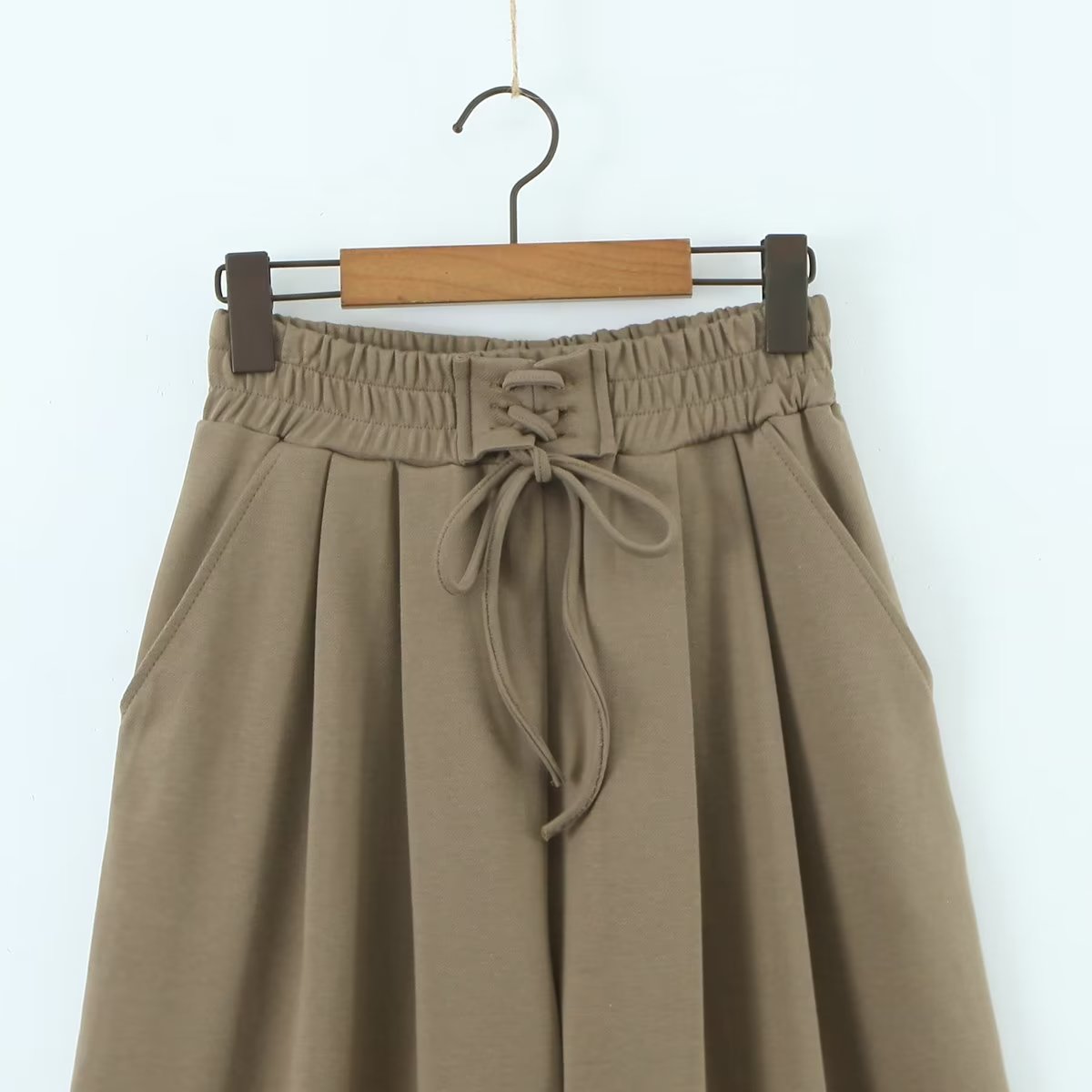 Brown Wide leg Drawstring Pants
