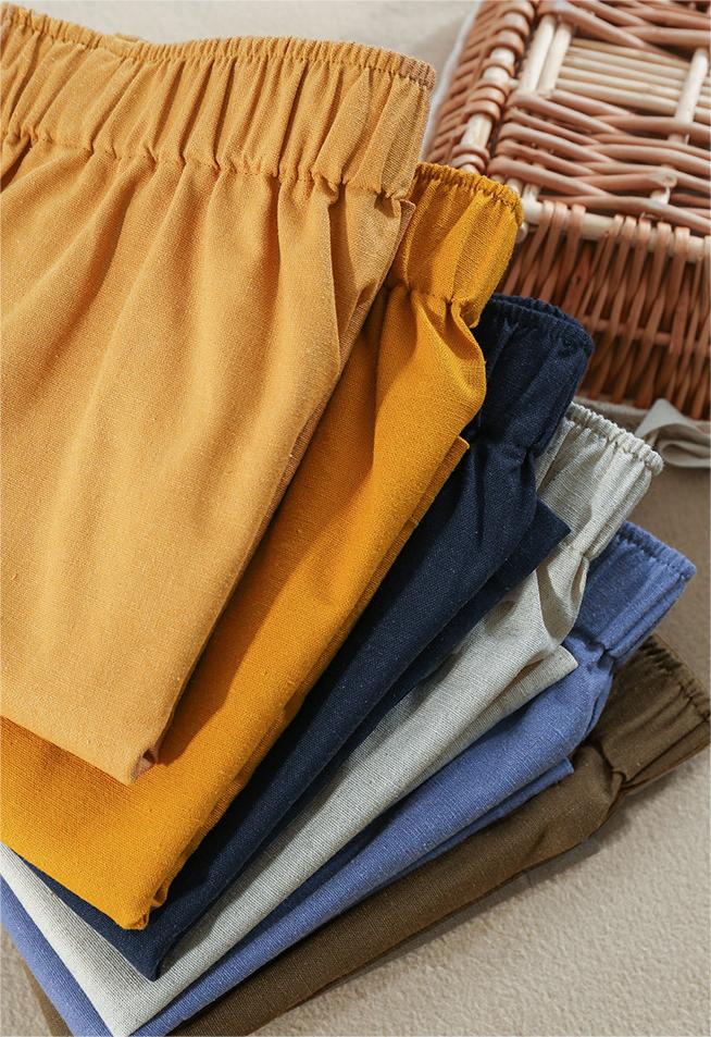 High Waist Hemp Cotton Shorts