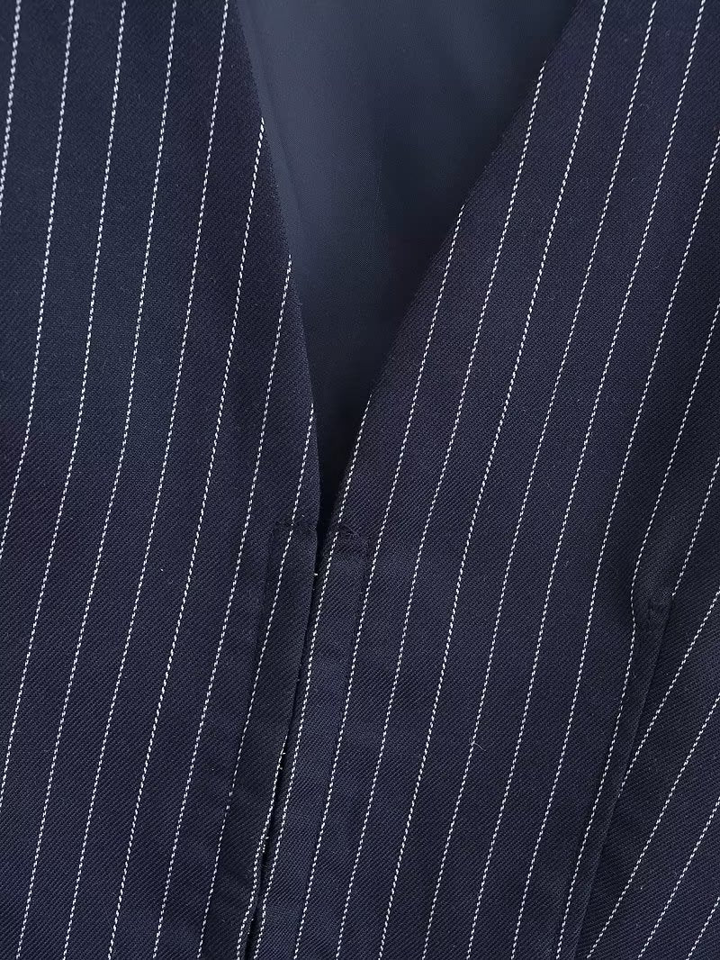 Classic Navy Striped Slim Fit Vest