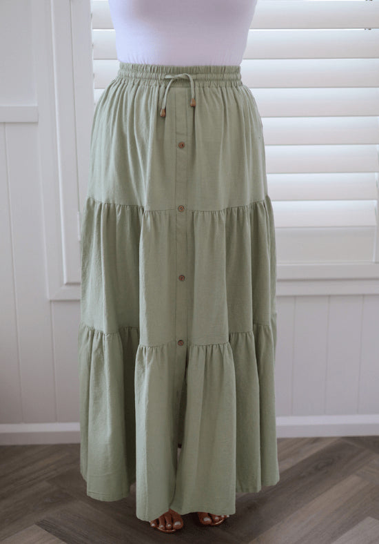 Spring Cotton Tiered Skirt