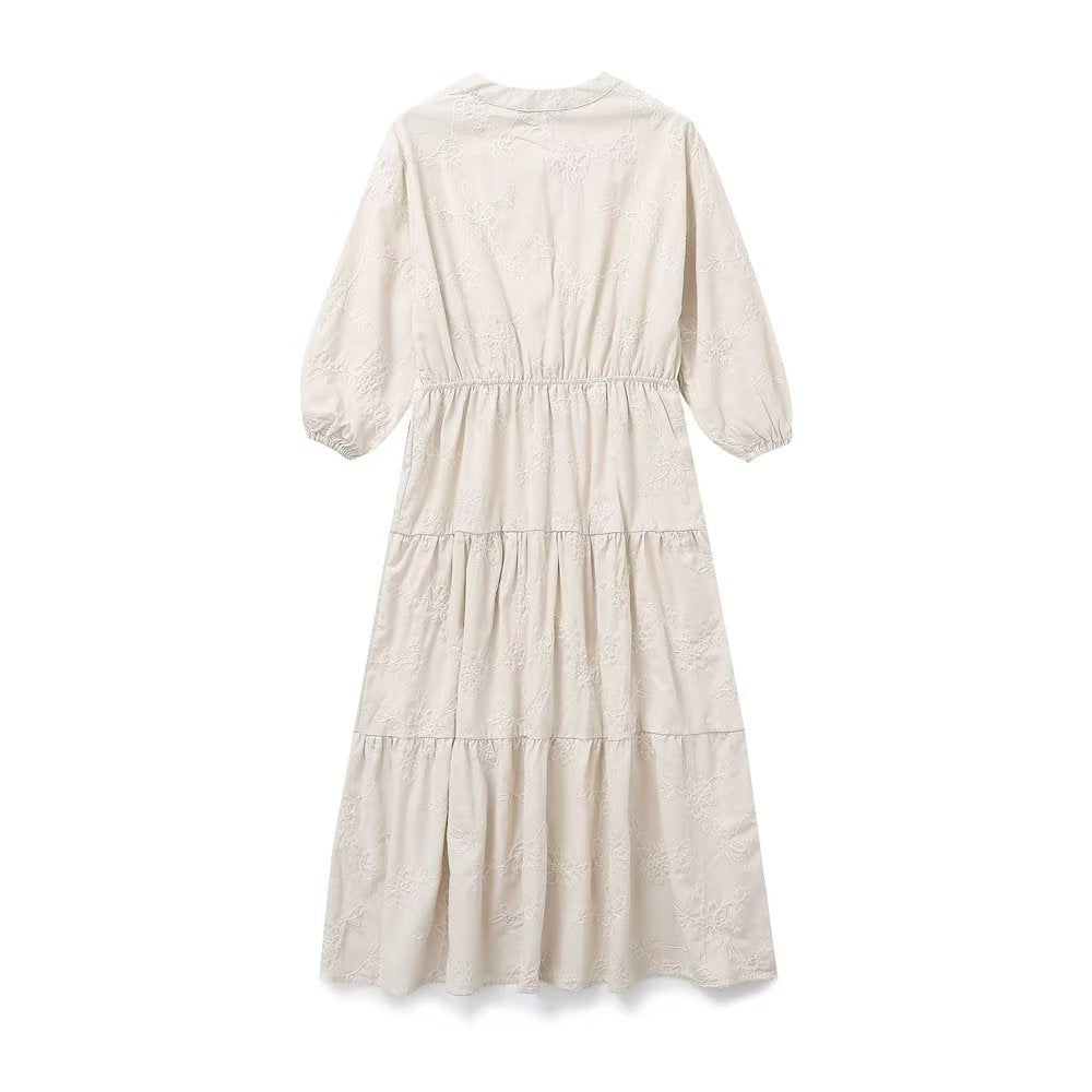 Embroidered Linen Cotton Dress