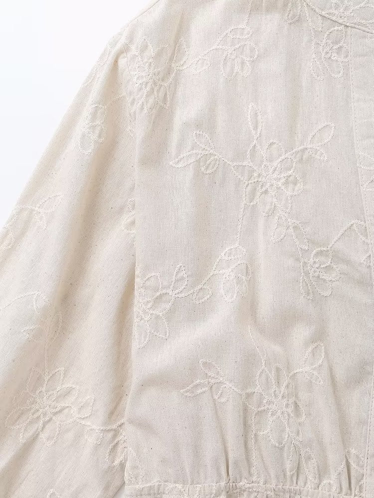 Embroidered Linen Cotton Dress