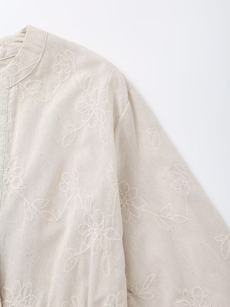 Embroidered Linen Cotton Dress