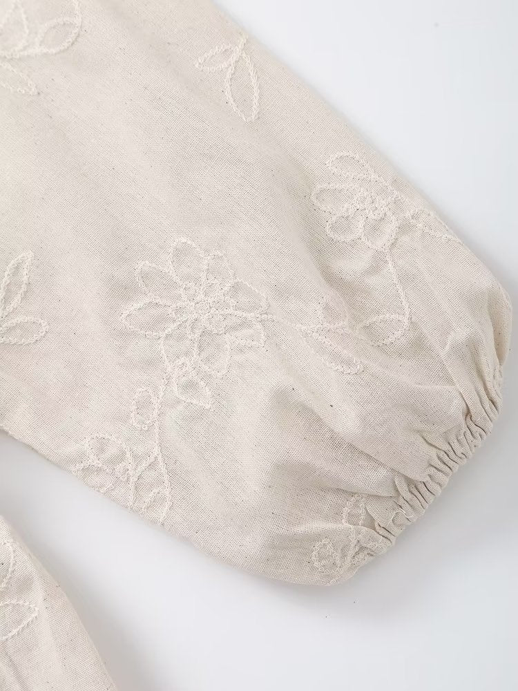 Embroidered Linen Cotton Dress