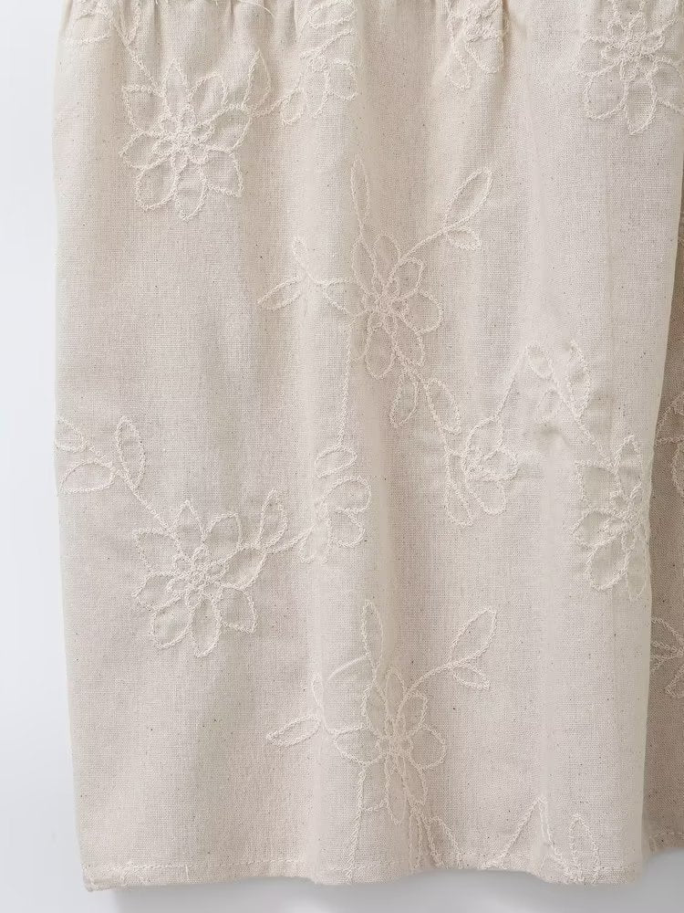 Embroidered Linen Cotton Dress
