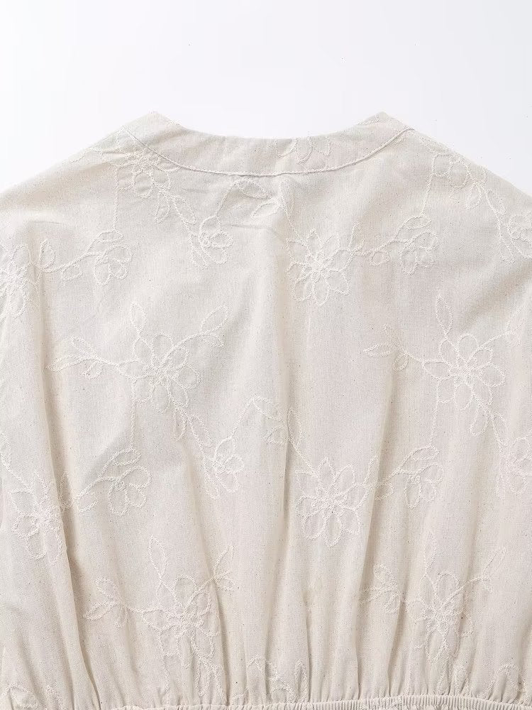 Embroidered Linen Cotton Dress