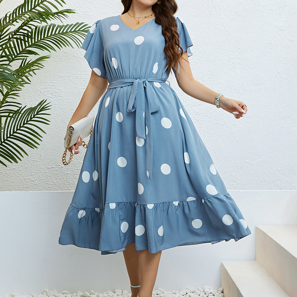 Blue Polka Dot Summer Dress