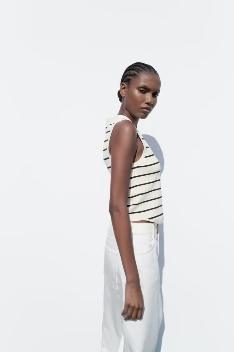 Casual Striped V-neck Knitted Vest