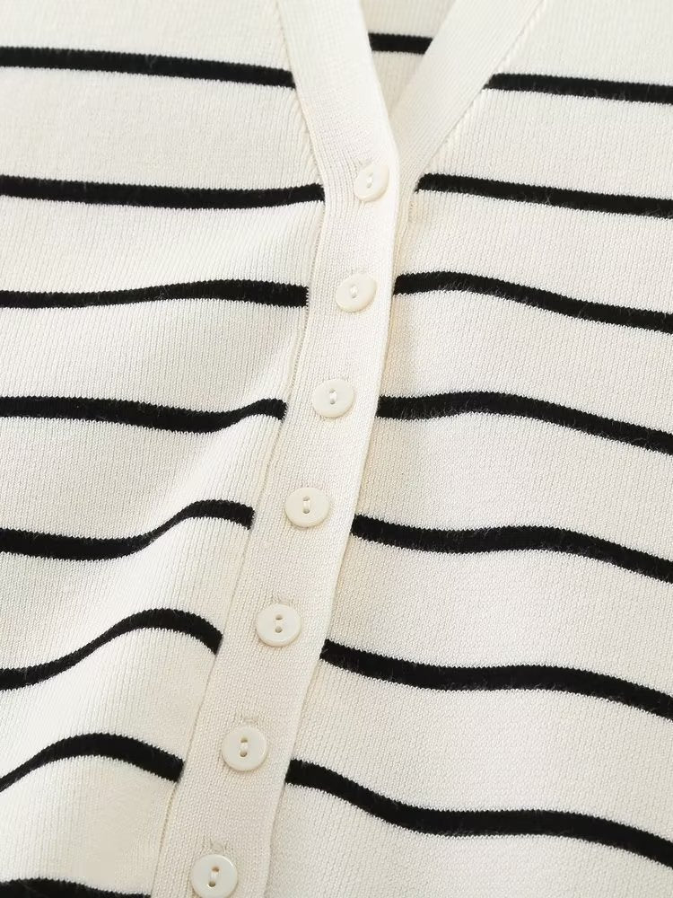 Casual Striped V-neck Knitted Vest