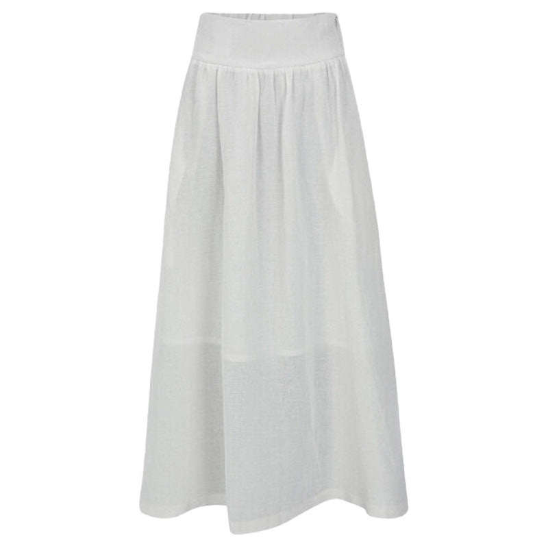 Breathable High Waist Linen Skirt