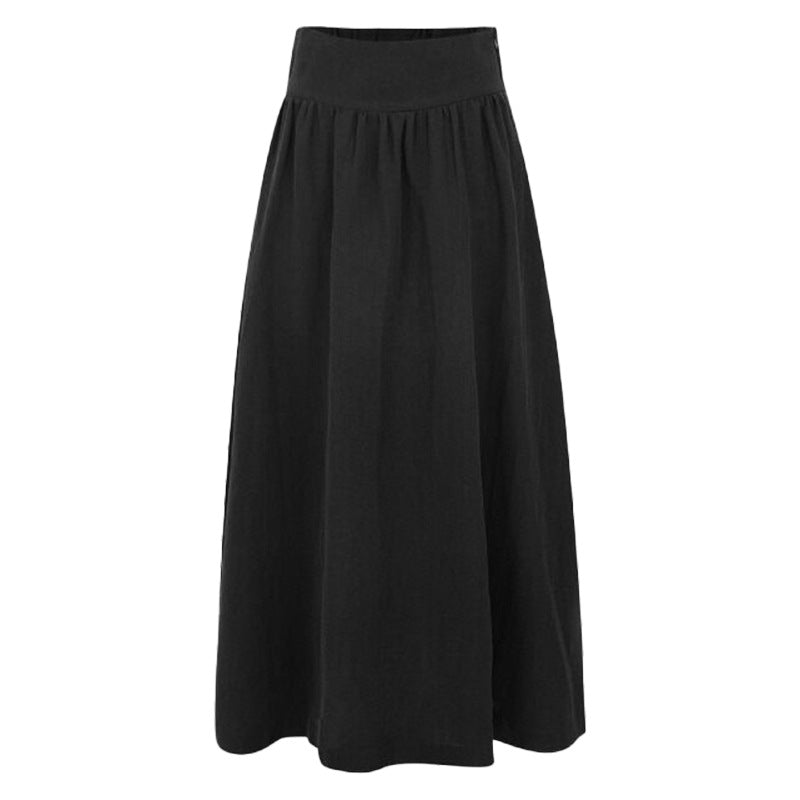 Breathable High Waist Linen Skirt