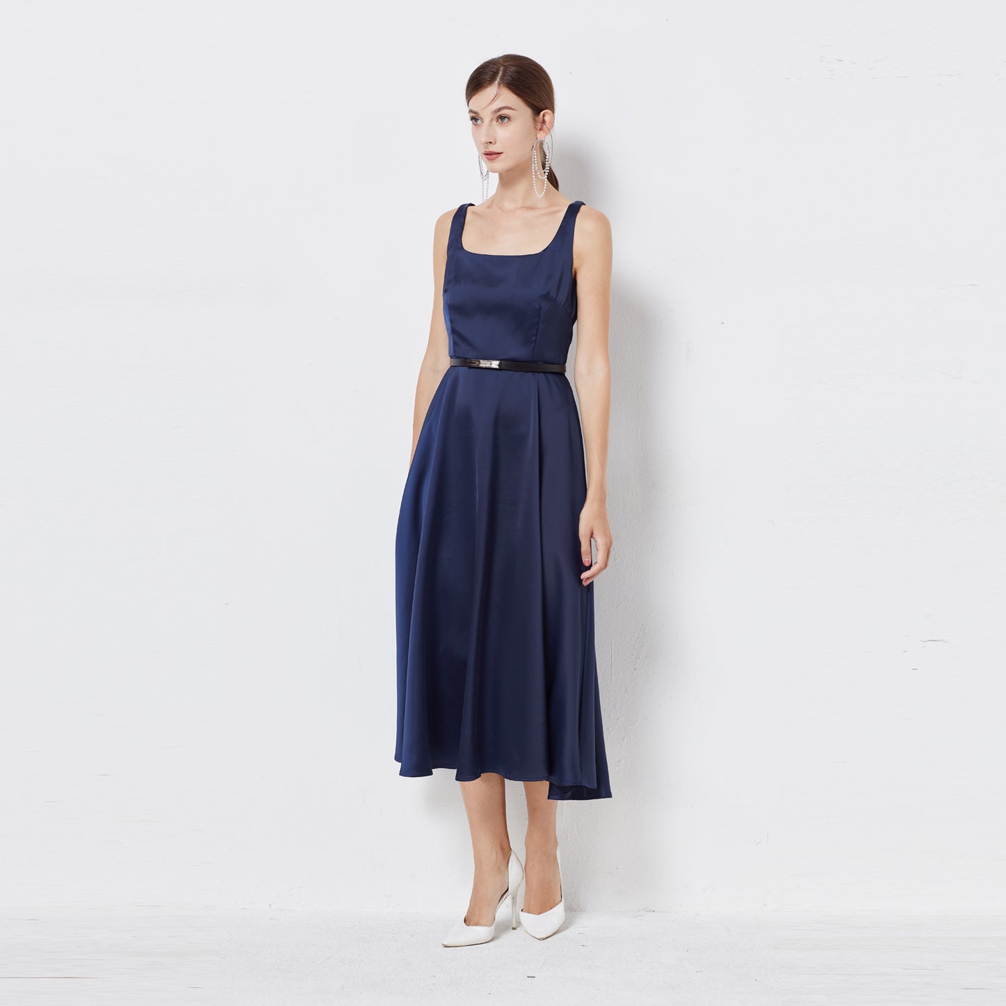 Vera Satin Dress with Belt