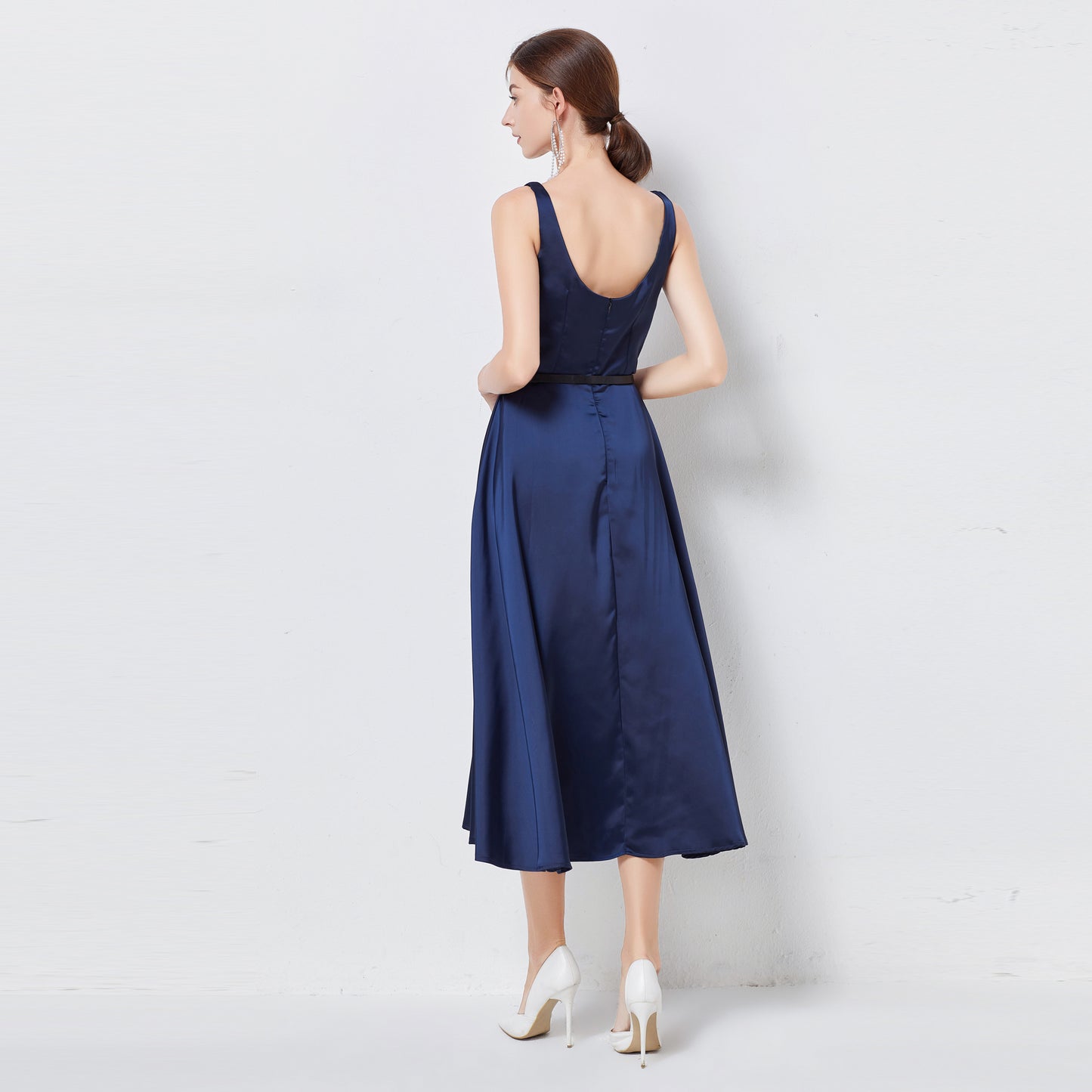 Vera Satin Dress with Belt