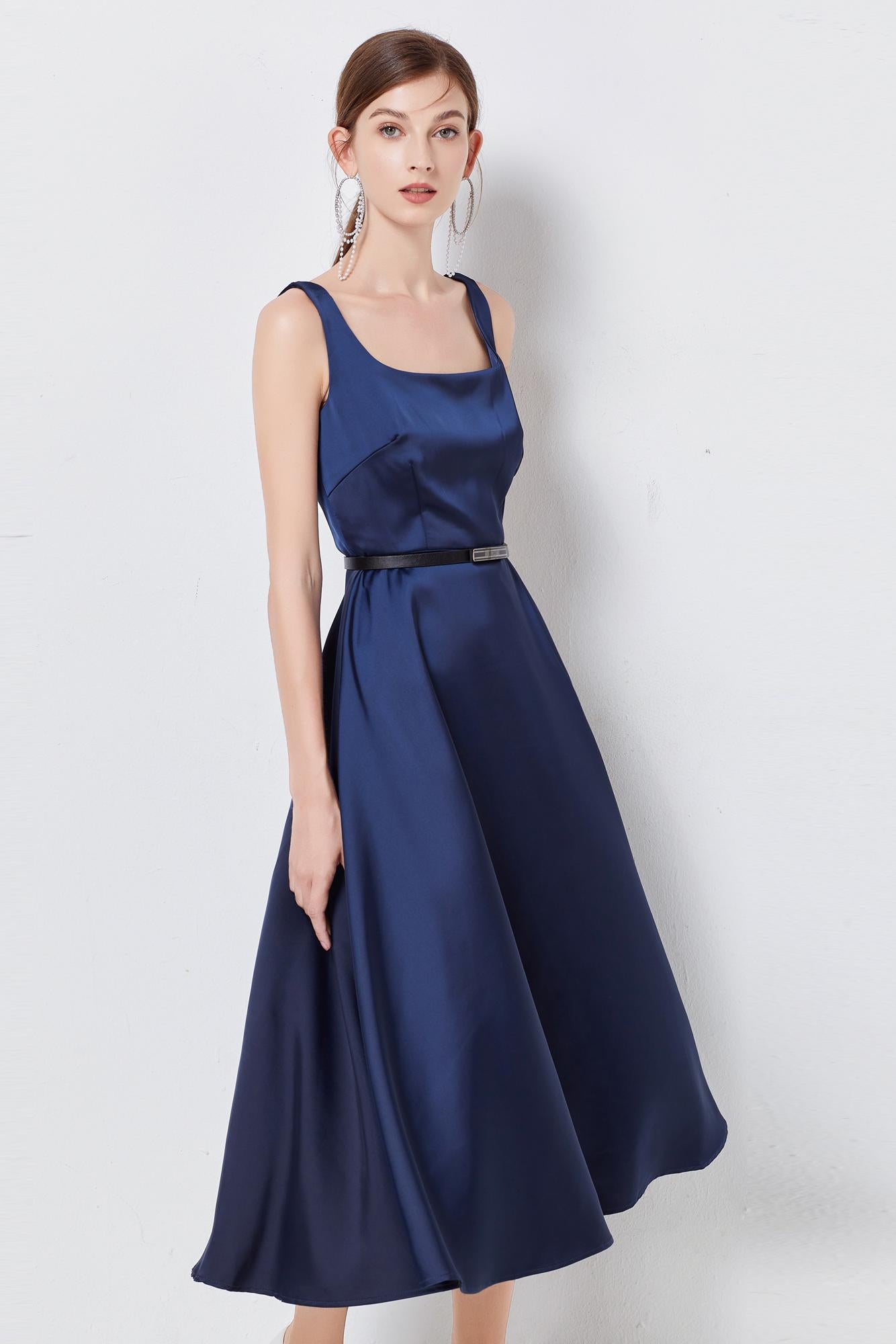 Vera Satin Dress with Belt