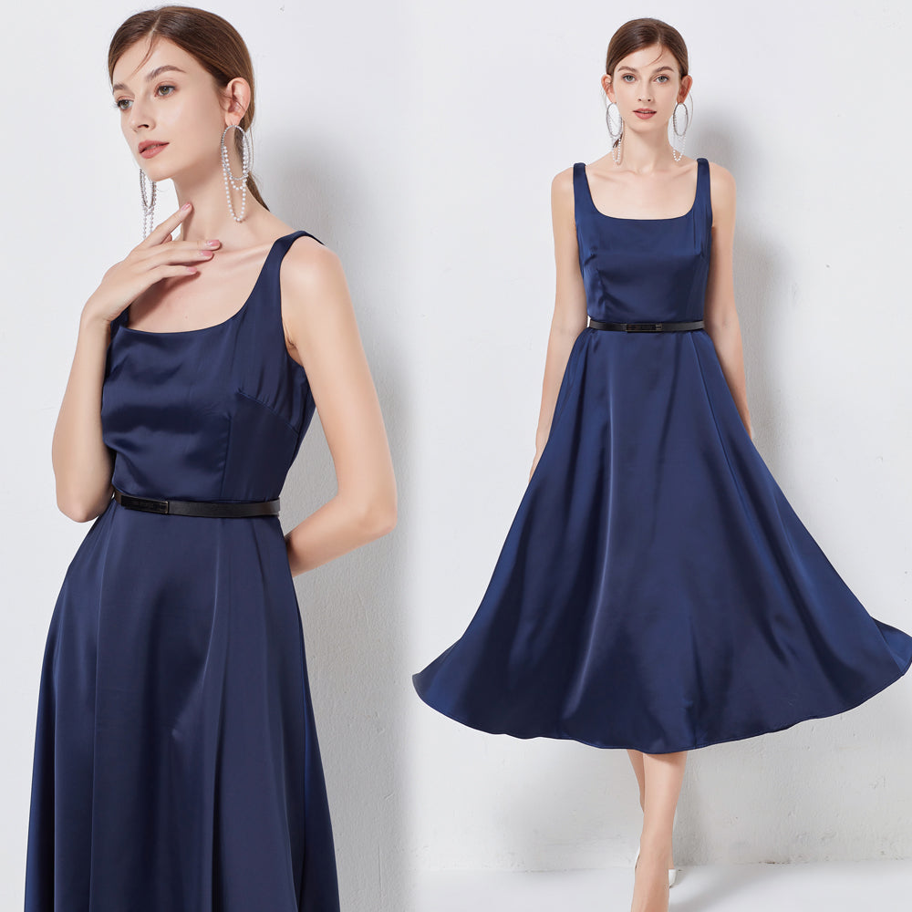 Vera Satin Dress with Belt