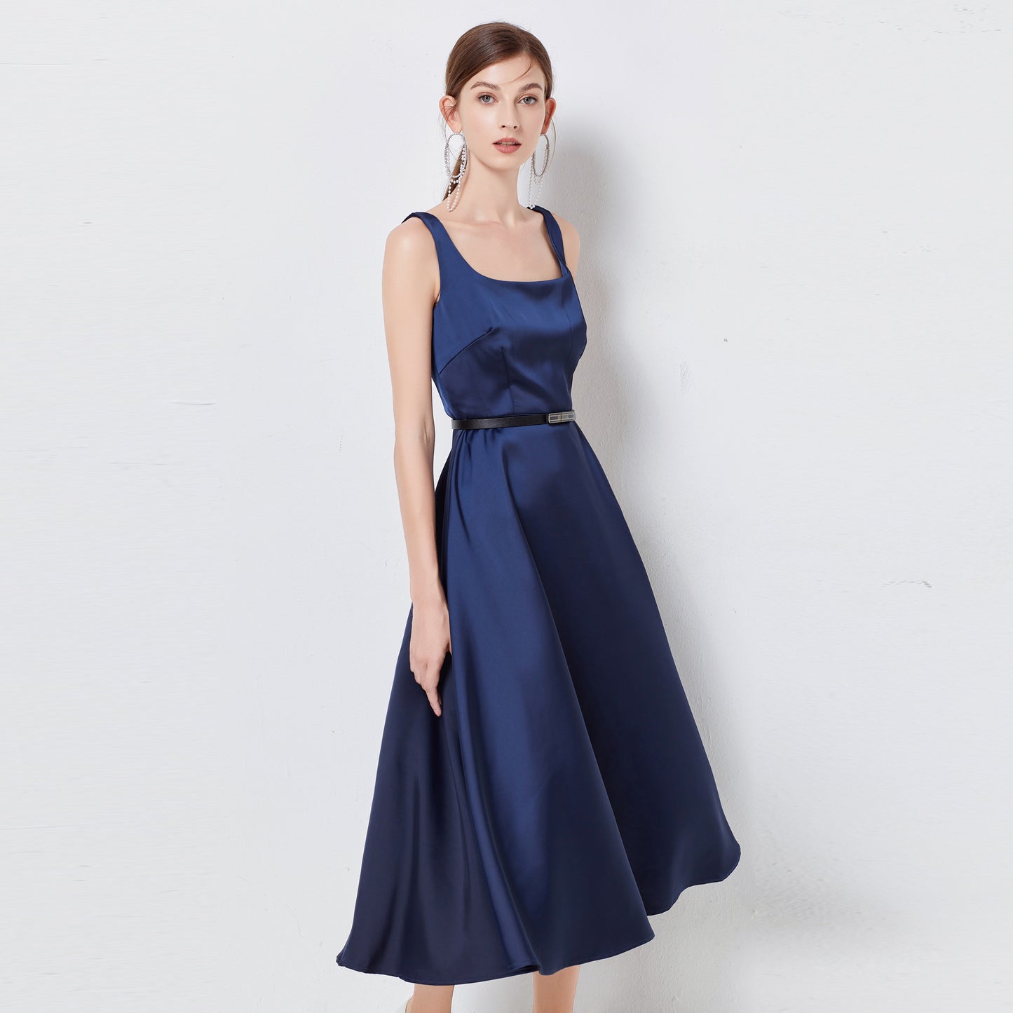 Vera Satin Dress with Belt