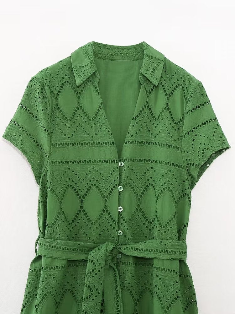 Carlie Green Shirt Dress