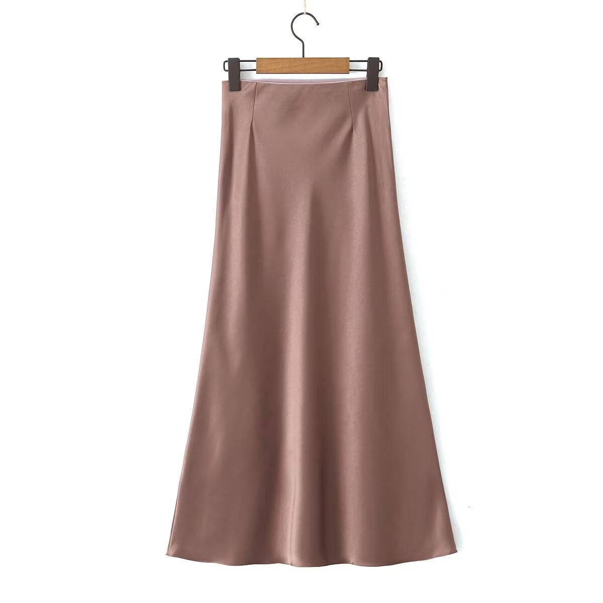 Glossy Casual Slim Satan Skirt
