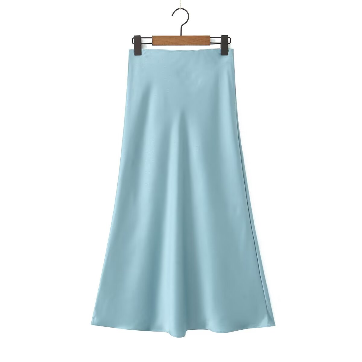 Glossy Casual Slim Satan Skirt