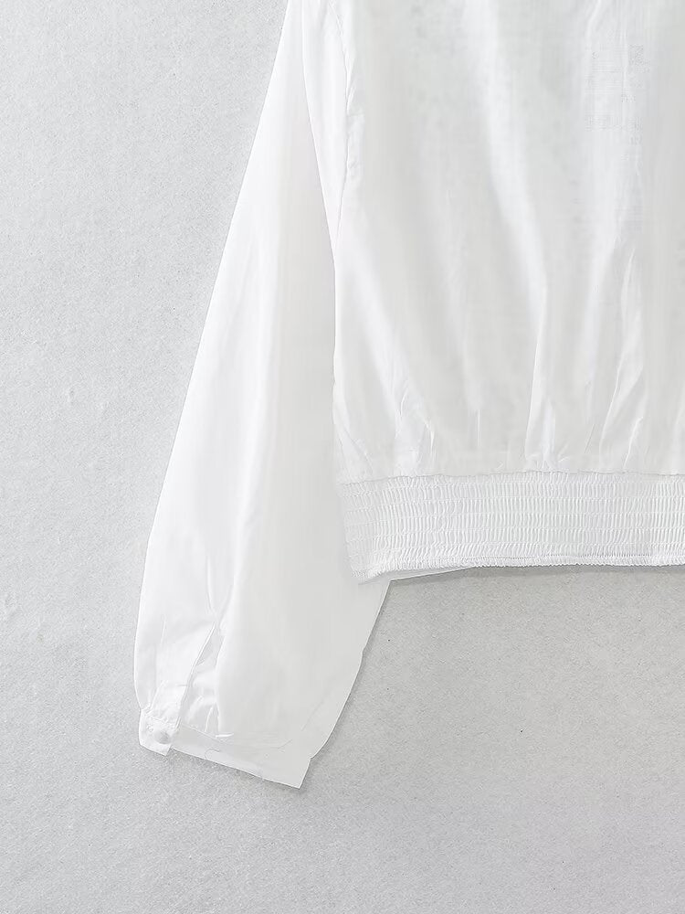 Lace V-neck Embroidery Short Blouse