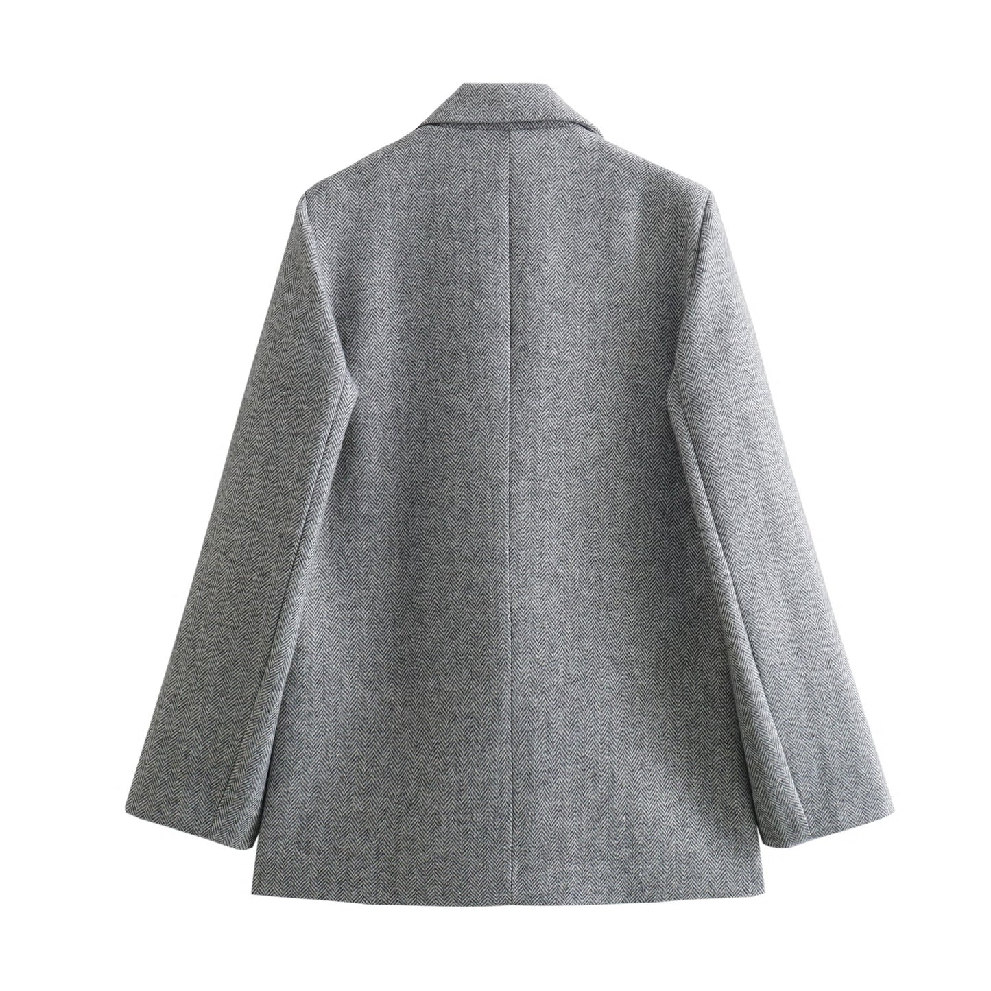 Casual Herringbone Twill Blazer