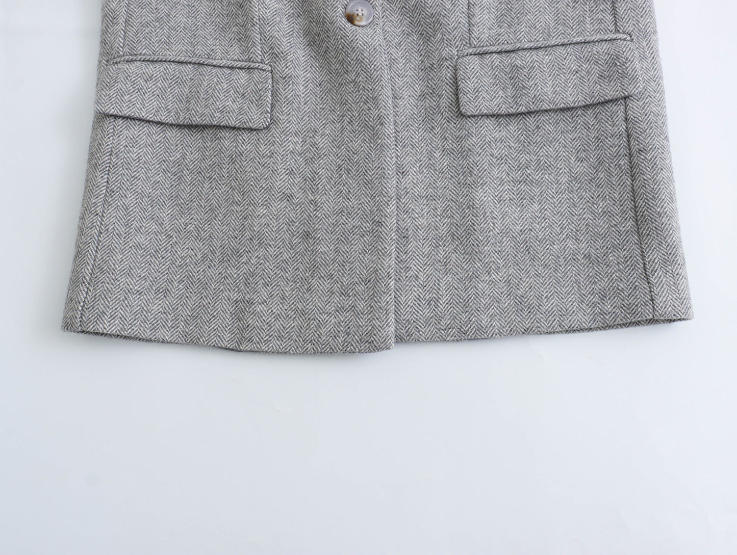 Casual Herringbone Twill Blazer