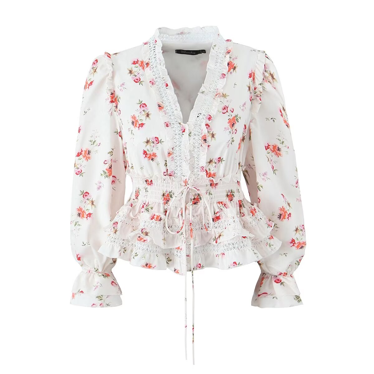 Romantic Smocking Floral Blouse