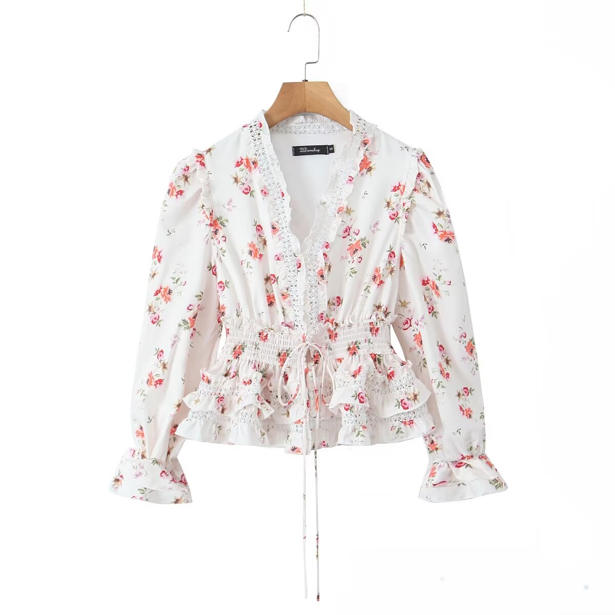 Romantic Smocking Floral Blouse