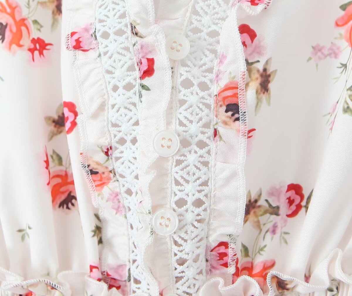 Romantic Smocking Floral Blouse