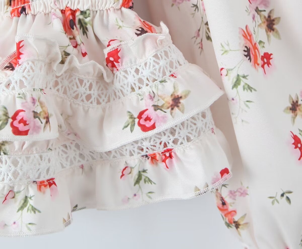 Romantic Smocking Floral Blouse