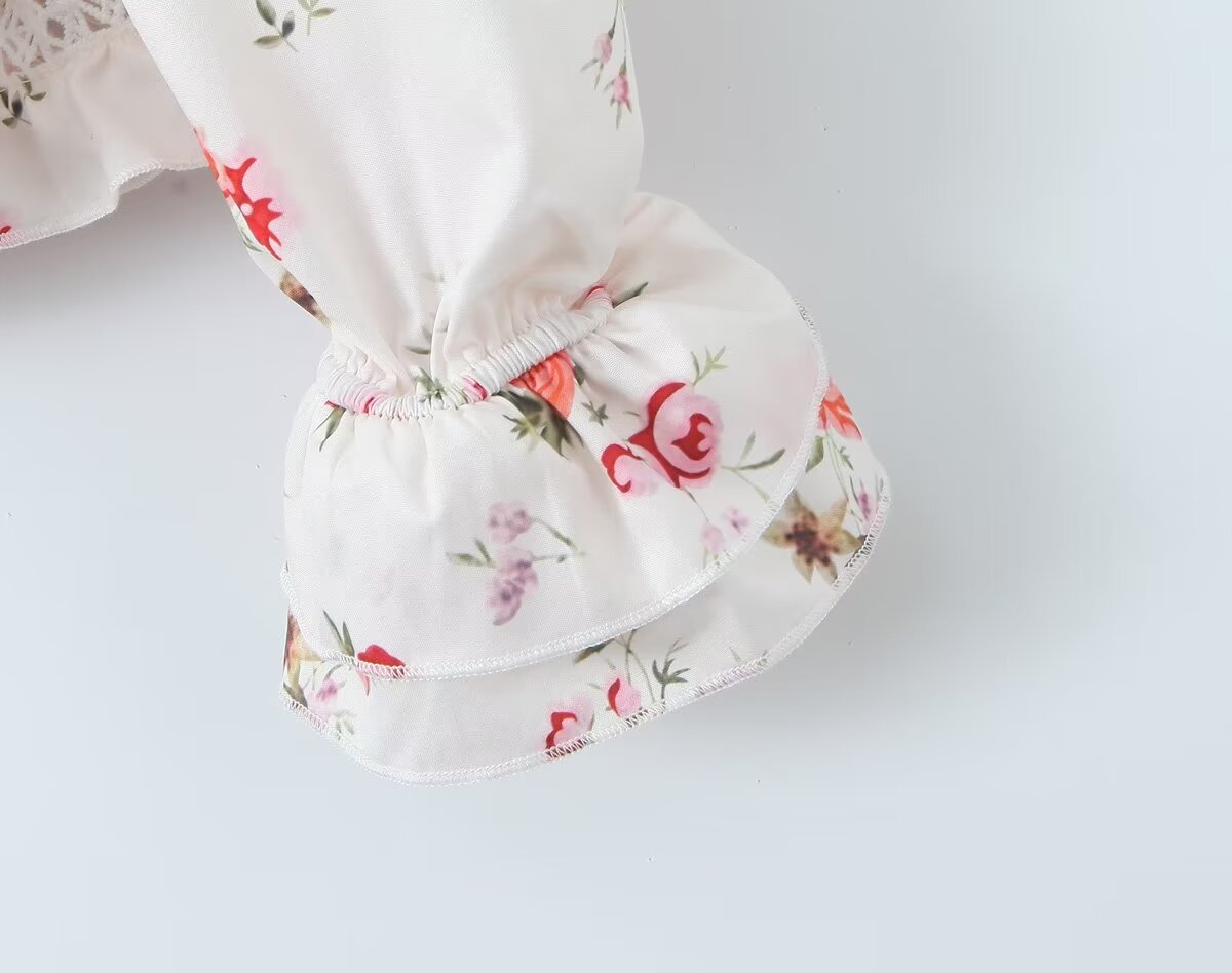 Romantic Smocking Floral Blouse
