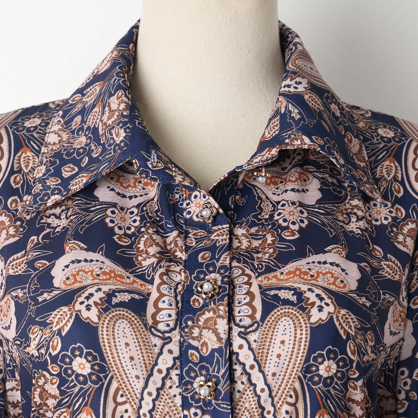 Paisley Lace Up Navy Dress