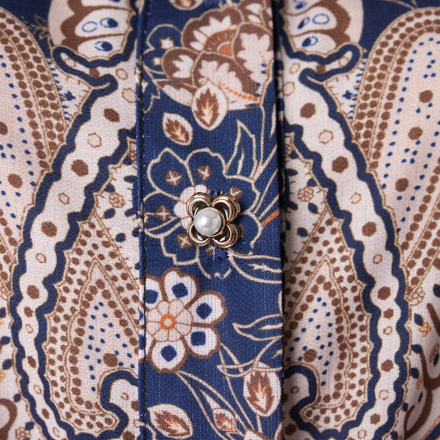 Paisley Lace Up Navy Dress