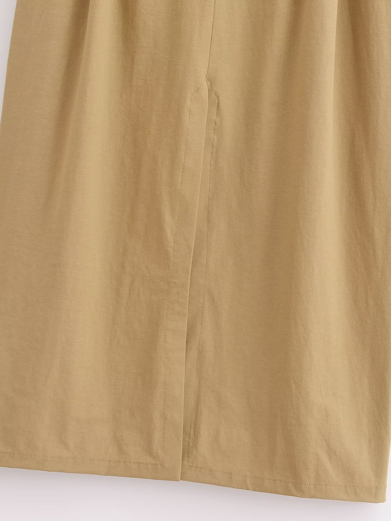 Khaki Buckle Midi Skirt