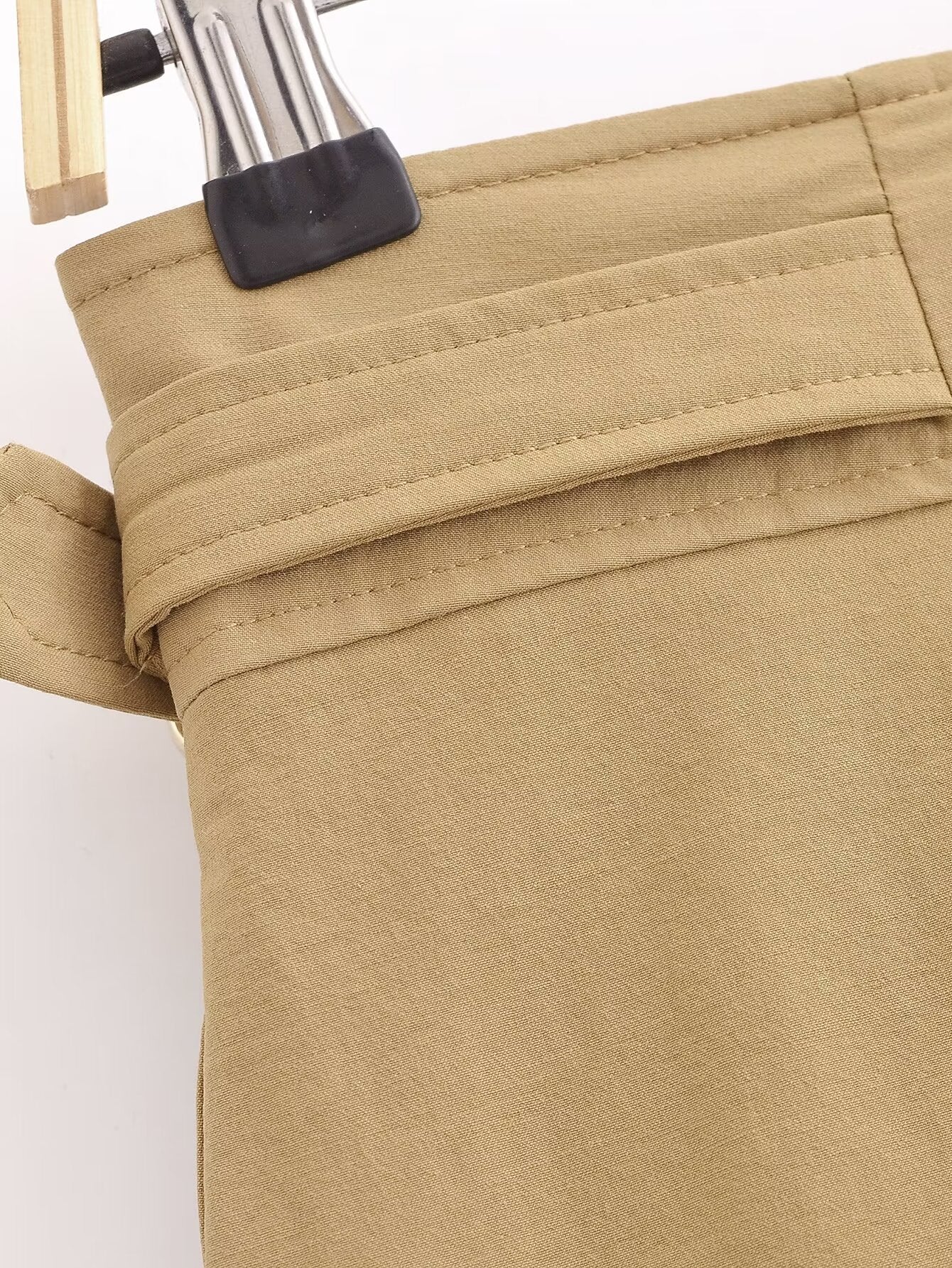 Khaki Buckle Midi Skirt