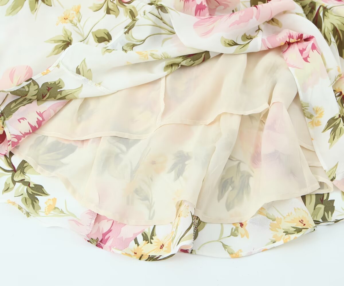 French Vintage Print Midi Dress