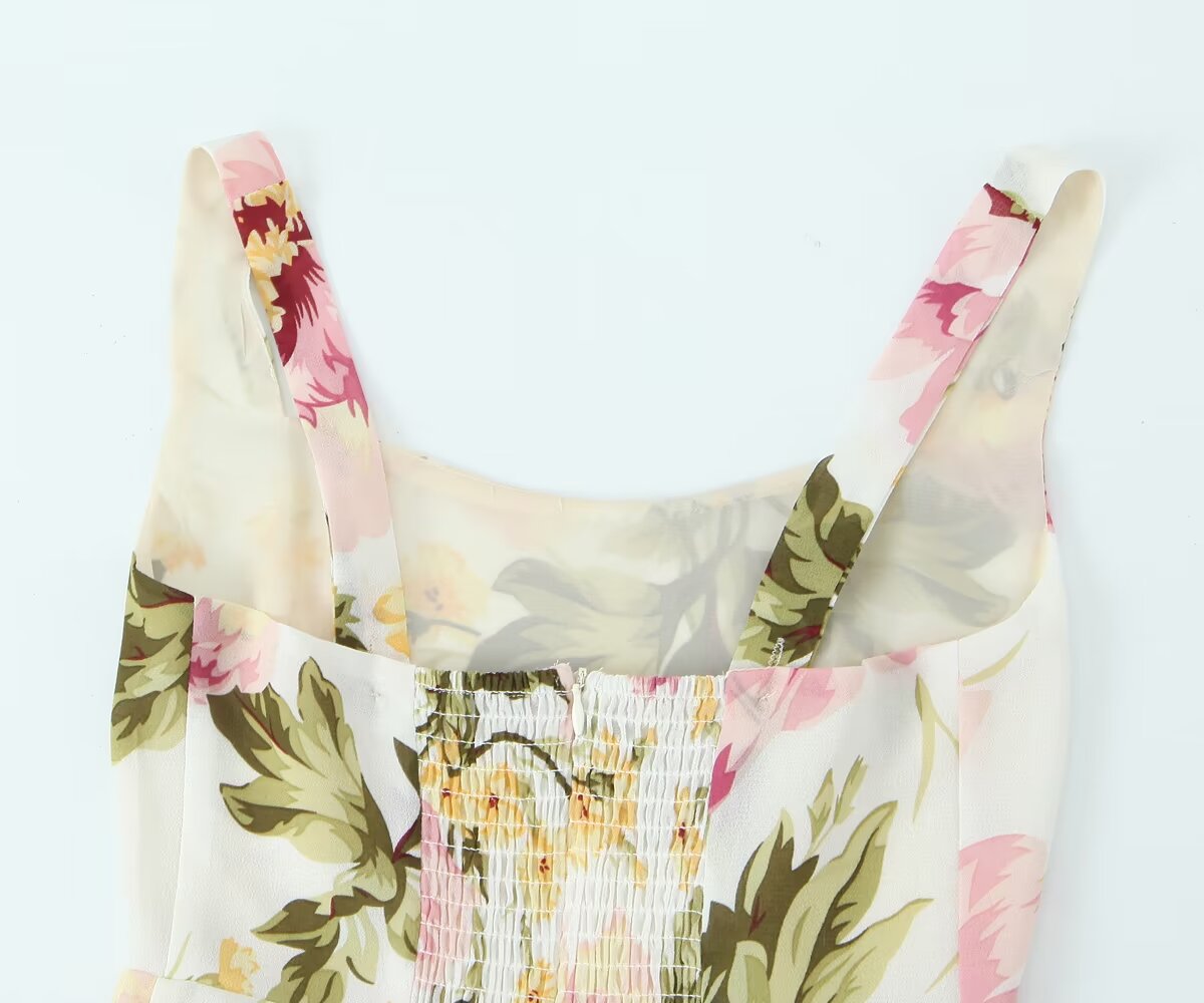 French Vintage Print Midi Dress