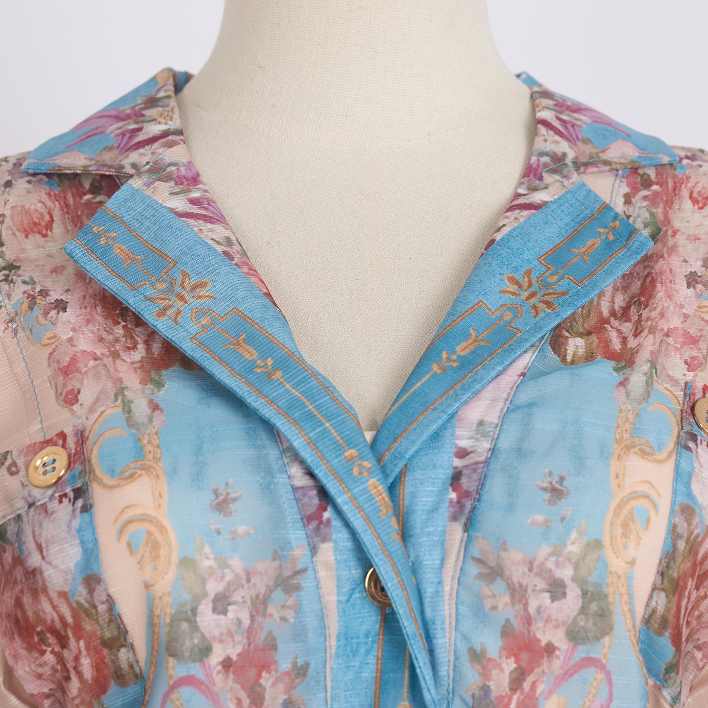 Printed Lapel Single Breasted A Line Dress w/ Belt