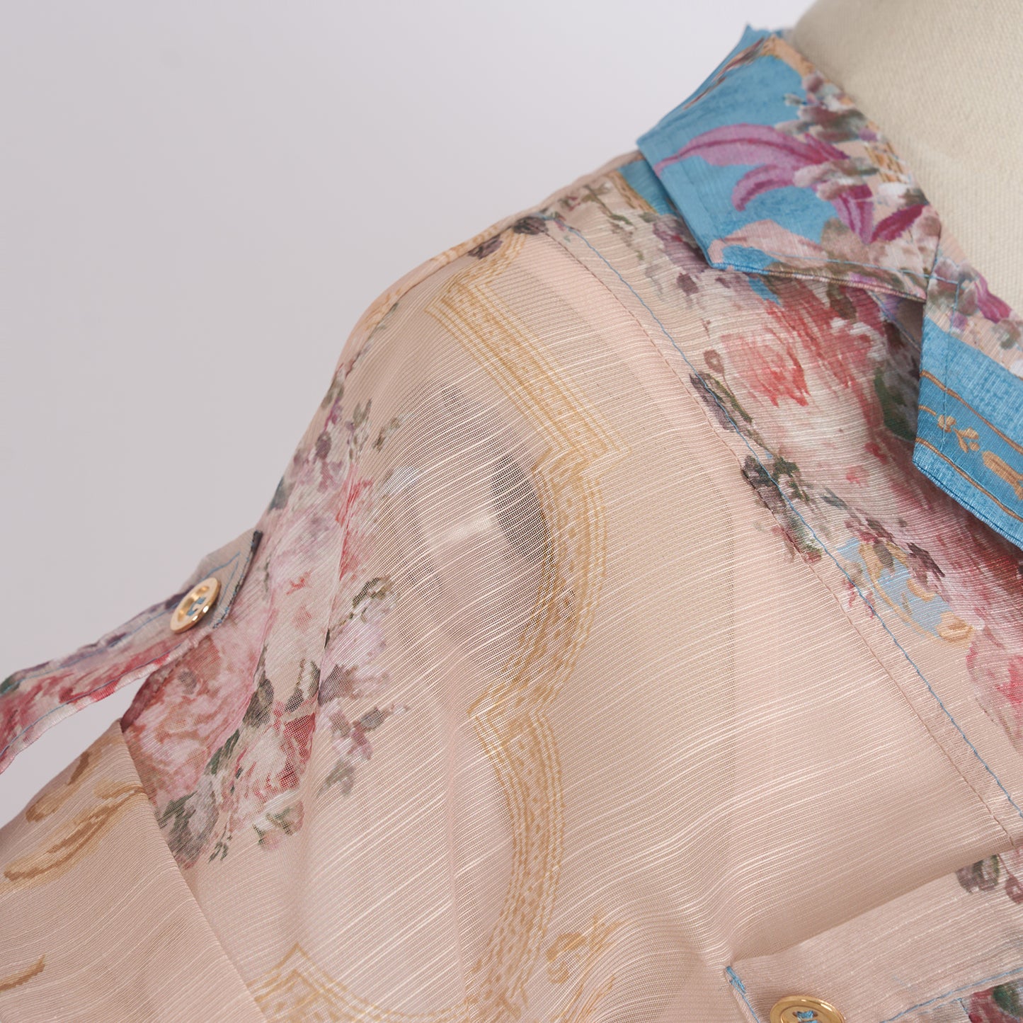 Printed Lapel Single Breasted A Line Dress w/ Belt