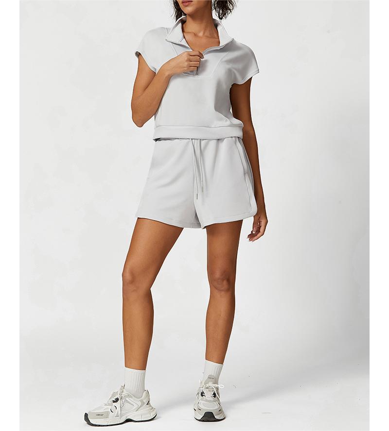 Stone Washed Half Zipper Shirt & Shorts