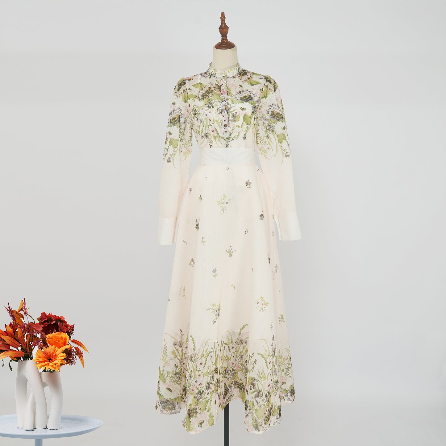 Colorful Floral Slip Skirt & Blouse Set